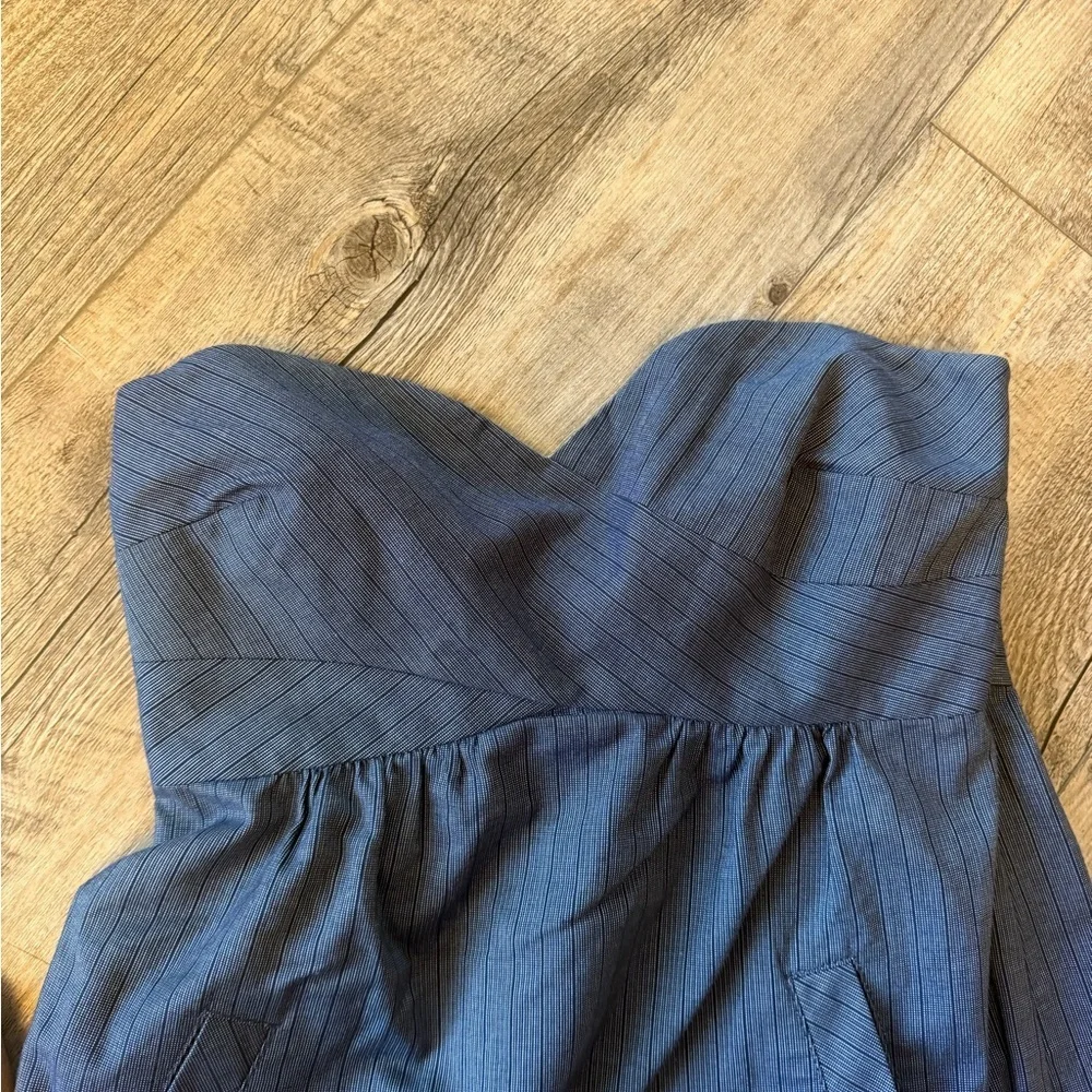 Tibi Strapless navy pinstripe dress nwt size 6